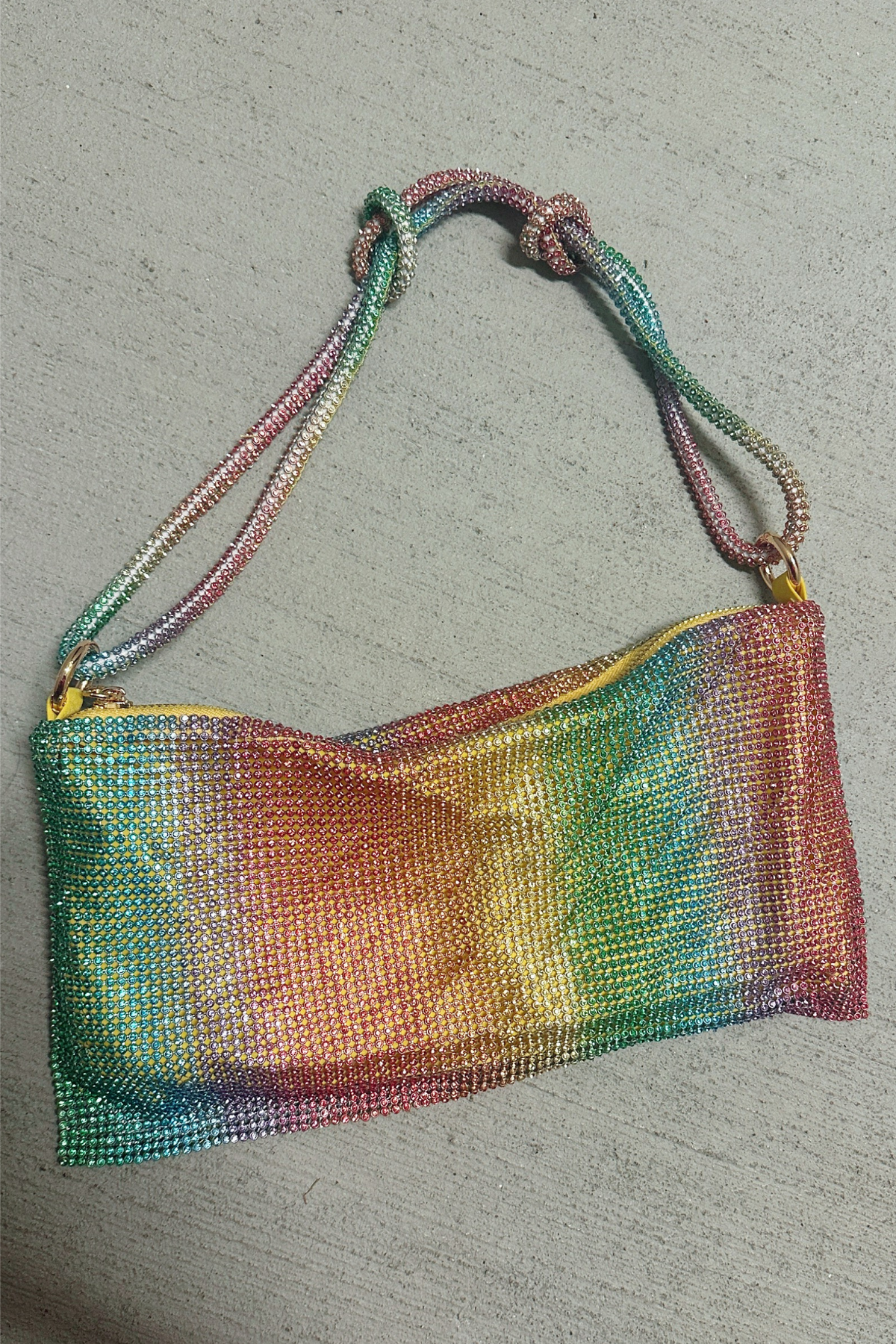 Rainbow Embellished Mesh Bag