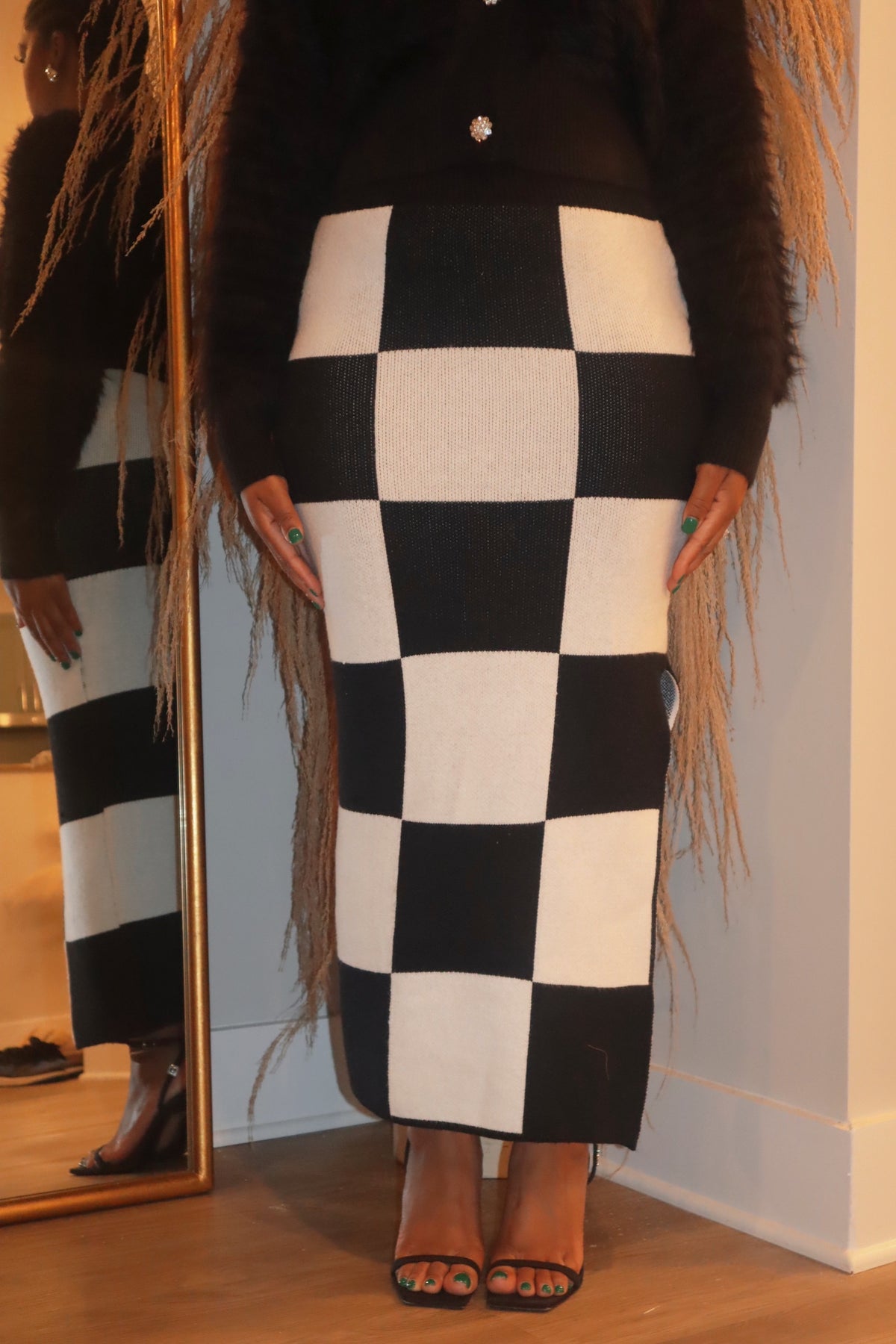 Chatney Checkered Maxi Skirt