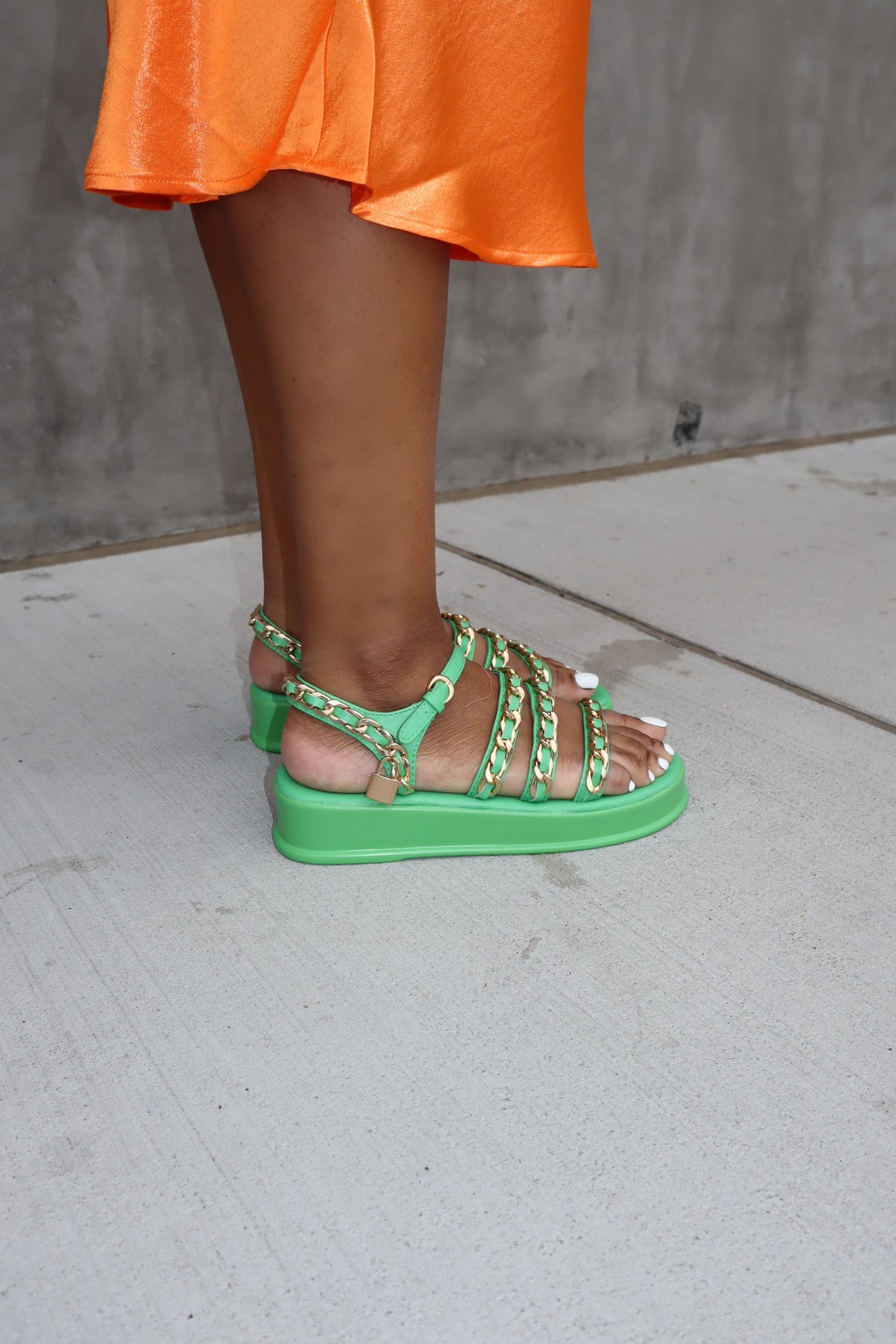 Green Chain Link Sandals