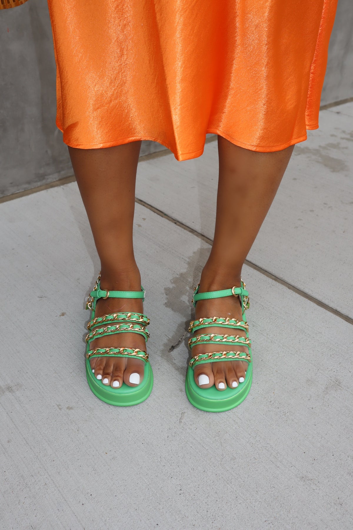 Green Chain Link Sandals