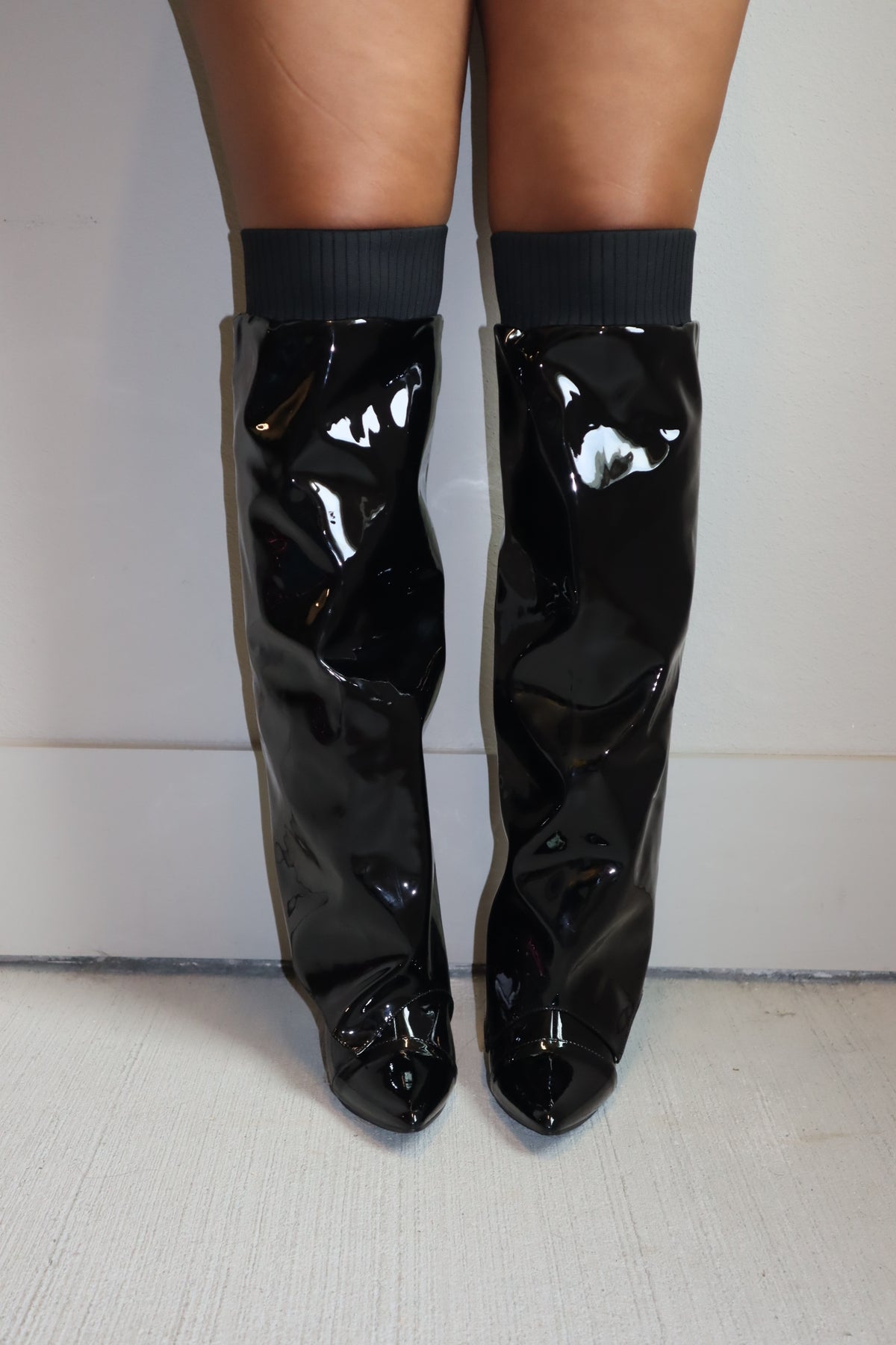 Patent Leather Knee High Boots