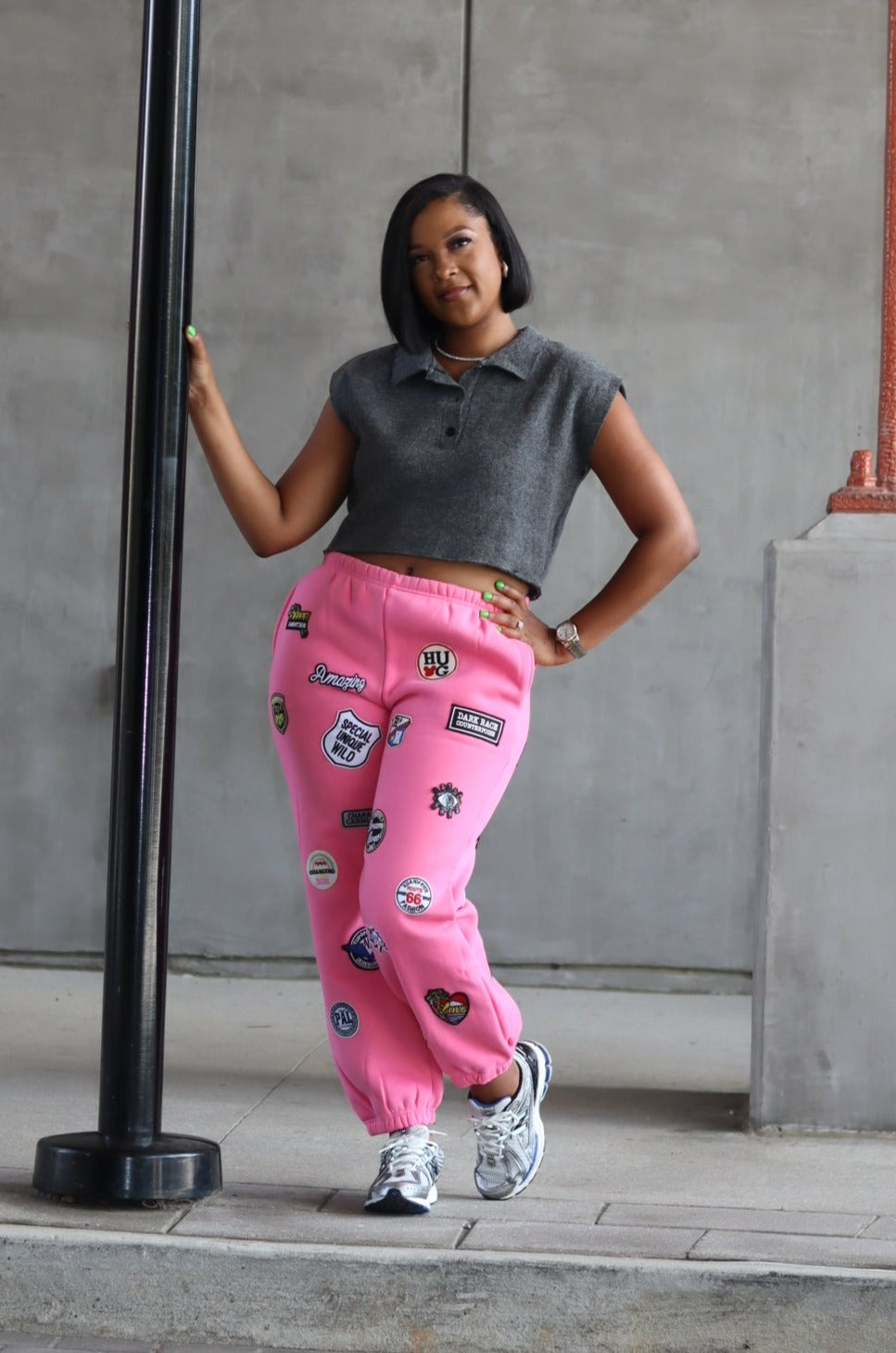 Patchwork Joggers (Pink)