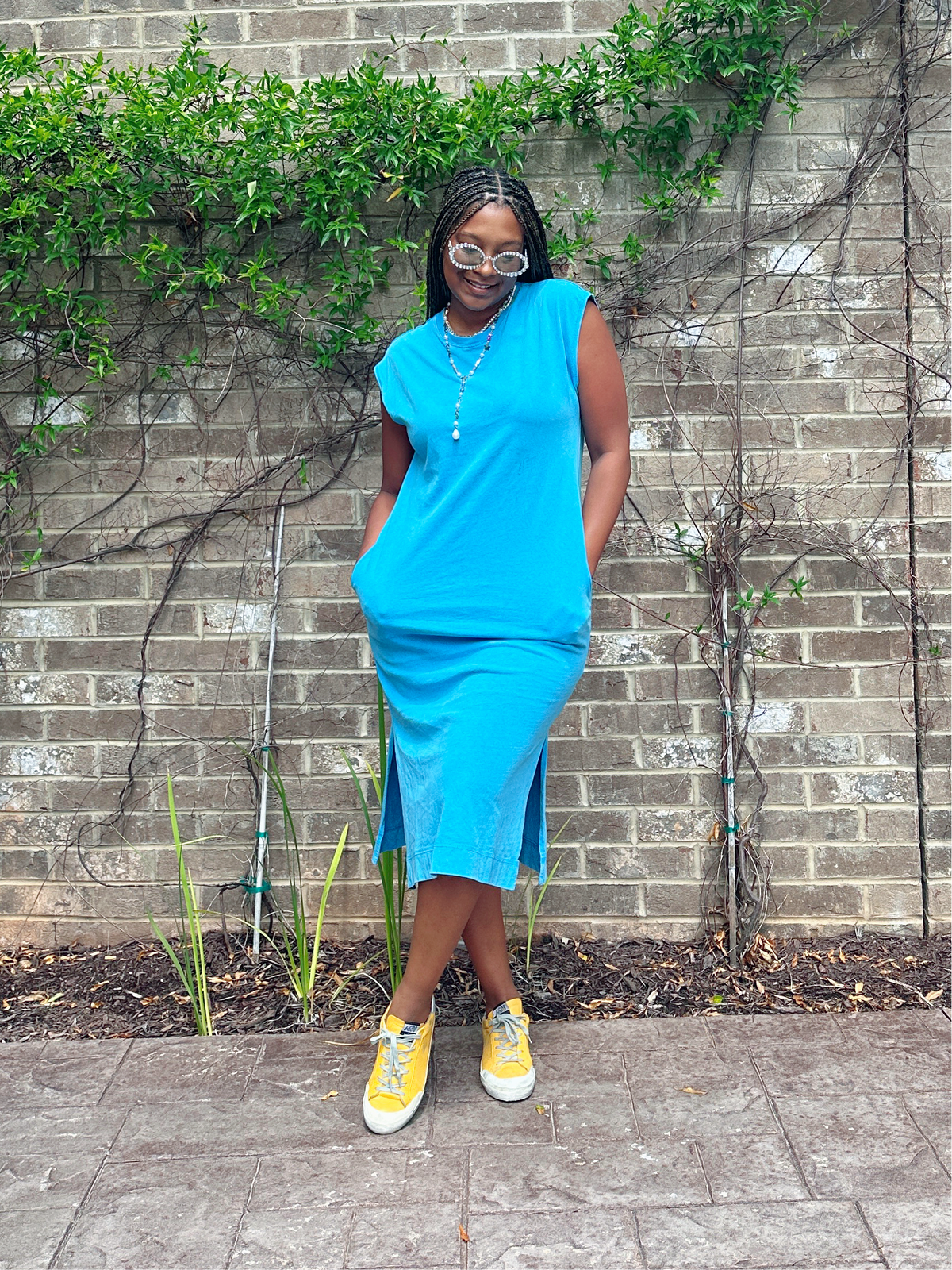 Casual Comfy Midi Dress (Blue)