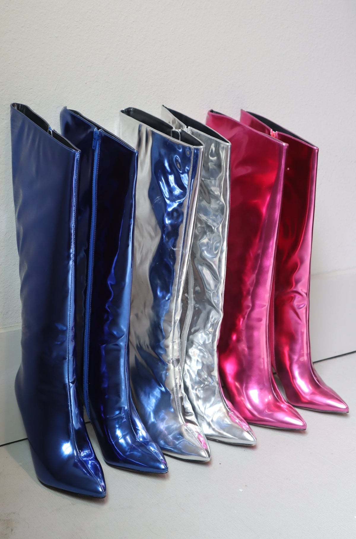 Metallic Knee High Boots (Multiple Colors)